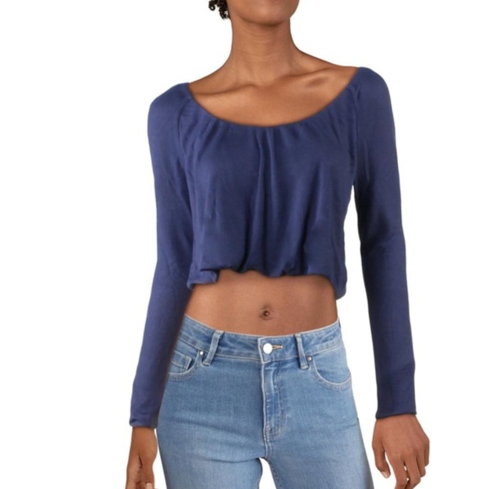 Free people We the free Blue long sleeve crop top-
